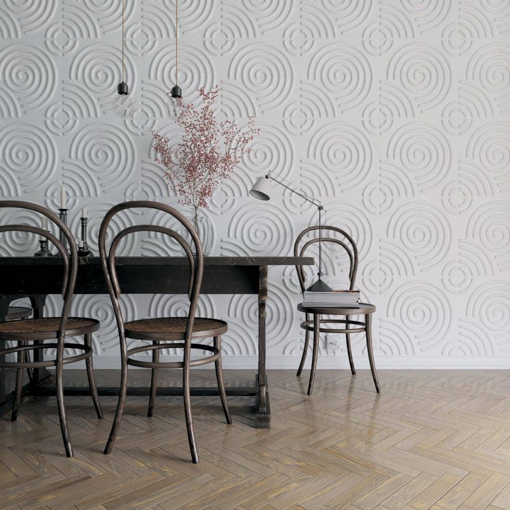 White Textured PVC 3D Decorative Wall Panels, 19.63" x 19.63"