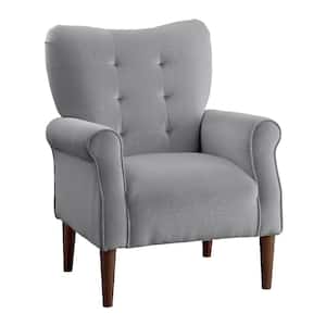 Cecily Dark Gray Velvet Tufted Back Club Accent Chair