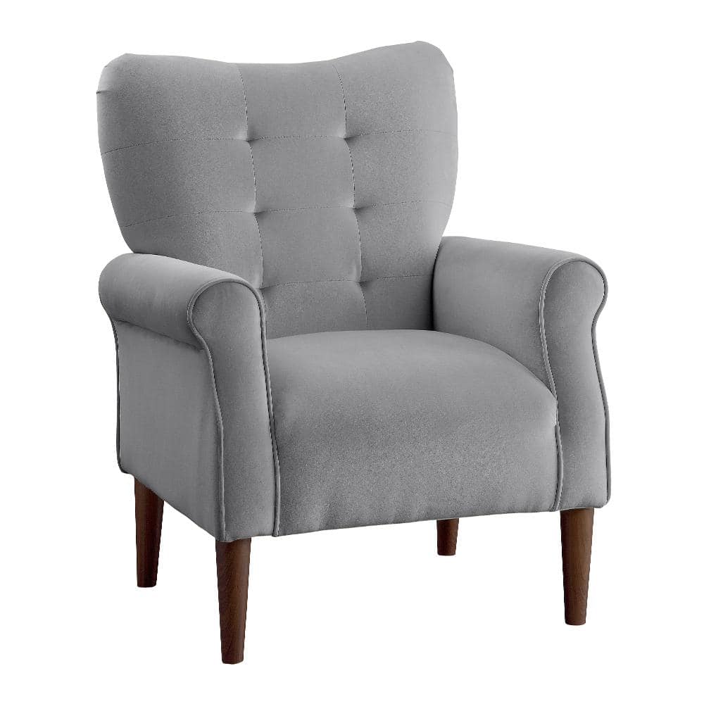 Lazzara Cecily Dark Gray Velvet Tufted Back Club Accent Chair