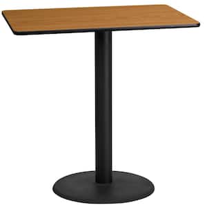 24 in. x 42 in. Rectangular Natural Laminate Table Top with 24 in. Round Bar Height Table Base