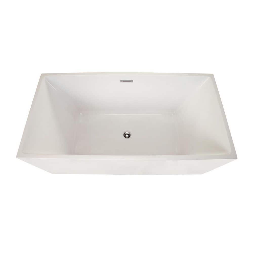 Persephone 59'' White Acrylic Freestanding Soaking Bathtub