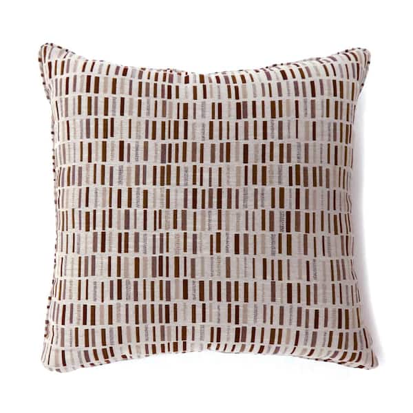 Pianno Brown Stripes Polyester 22 in. x 22 in. Throw Pillow