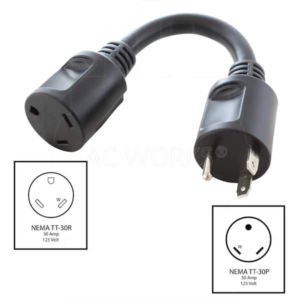 あじまるEP-RV30-TA Amazon.com: 30 Amp RV Plug Adapter Cord, NEMA TT-30P Male to L5