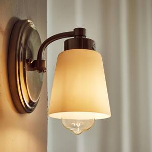 1-Light Brushed Nickle Wall Sconce with Frosted Opal Glass Shade