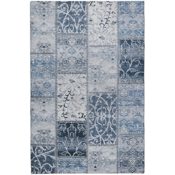 Dream Shag Premium Machine Washable Abstract ADS566 Denim 10 ft. x 14 ft. Area Rug