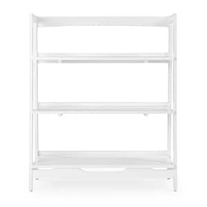 43.5 in Mid Century Modern White Solid Wood 3 Shelf Open Bookcase