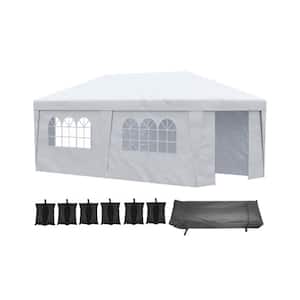 10 ft. x 19.5 ft. Outdoor Steel Event/Party Pop Up Tent Canopy with Sidewalls and Adjustable Height in White