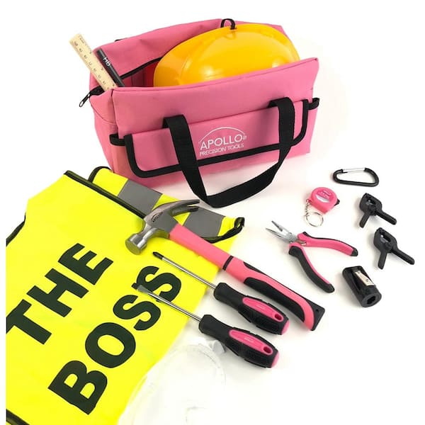 Apollo Household Tool Kit with 16.5 in. Tool Box Pink (170-Piece) DT7103P -  The Home Depot