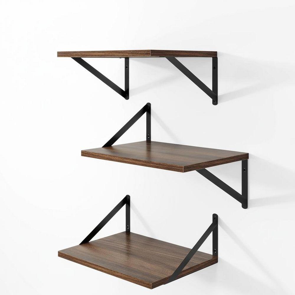 G.SHELF 1200(ウォールナット) 15.8 in. W x 11.8 in. D Walnut Floating Shelves for Wall (Set of 3
