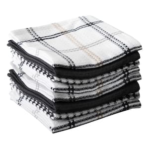 Neutral Multicolor Coordinating Flat Waffle Weave Cotton Dish Cloth Set of 8
