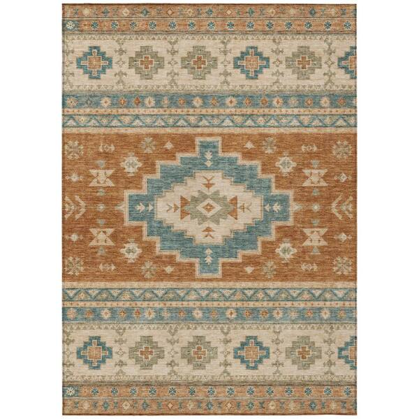 Chantille Machine Washable Indoor/Outdoor Abstract ACN3125 Terracotta 5 ft. x 7 ft. 6 in. Area Rug