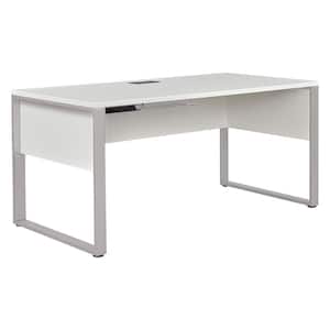 Cali 63 in. x 32 in. White Home Office Desk, Metal Frame Laminated Top Computer Desk