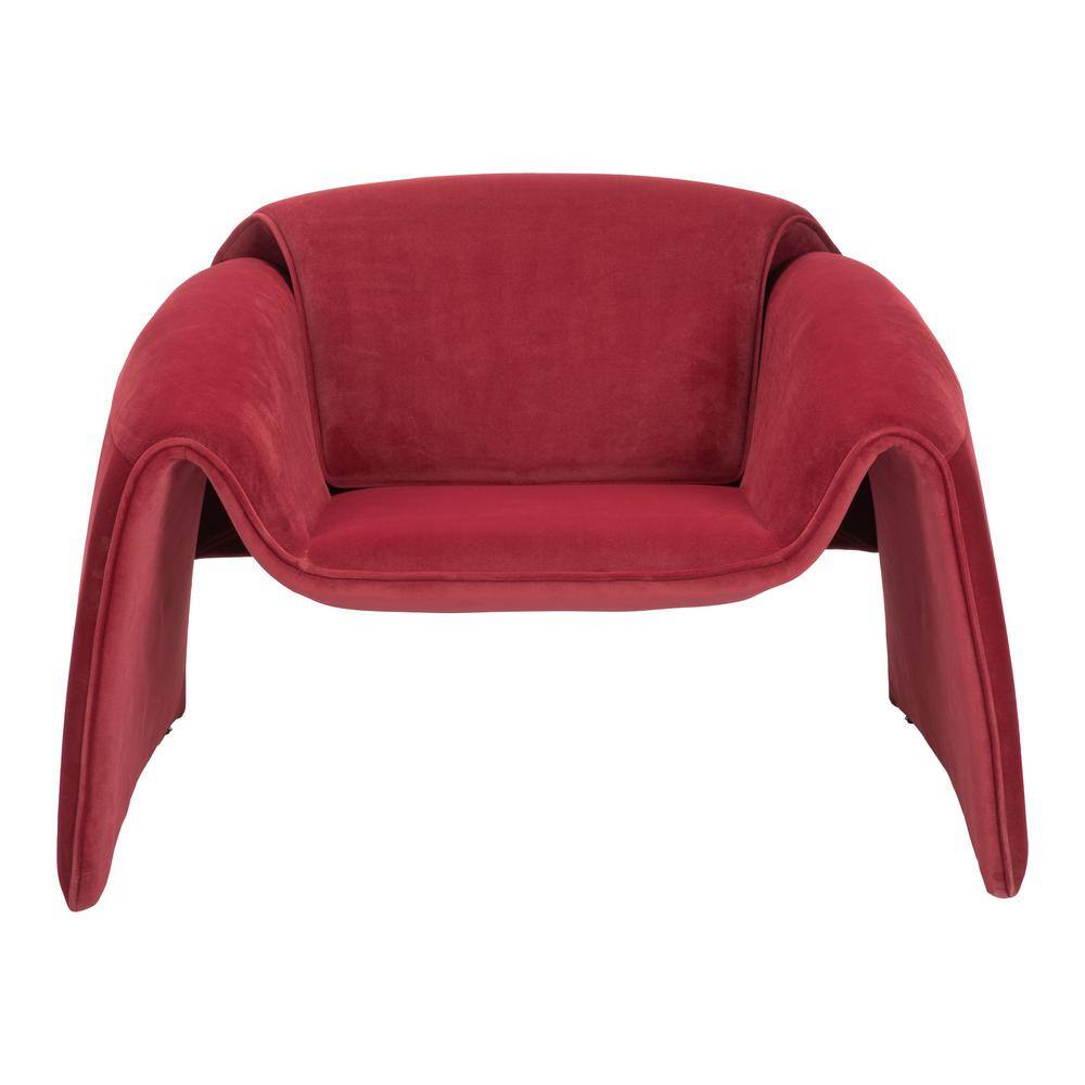 Horten Red Velvet Modern Accent Chair with Metal Frame