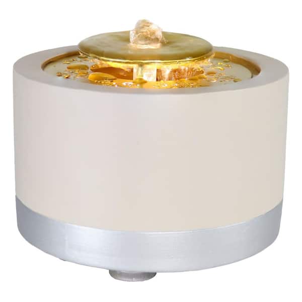 Sunnydaze Serene Stone Polystone Indoor Fountain with Metal Base and LED Light