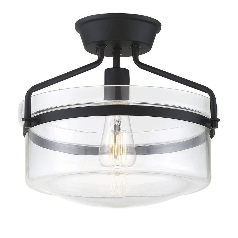 TUXEDO PARK LIGHTING 13.25 in. W x 11 in. H 1-Light Matte Black Semi ...