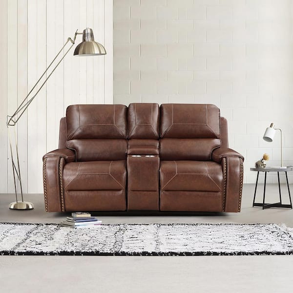 Lazzara Logansport 76 in. W Brown Faux leather Double Glider