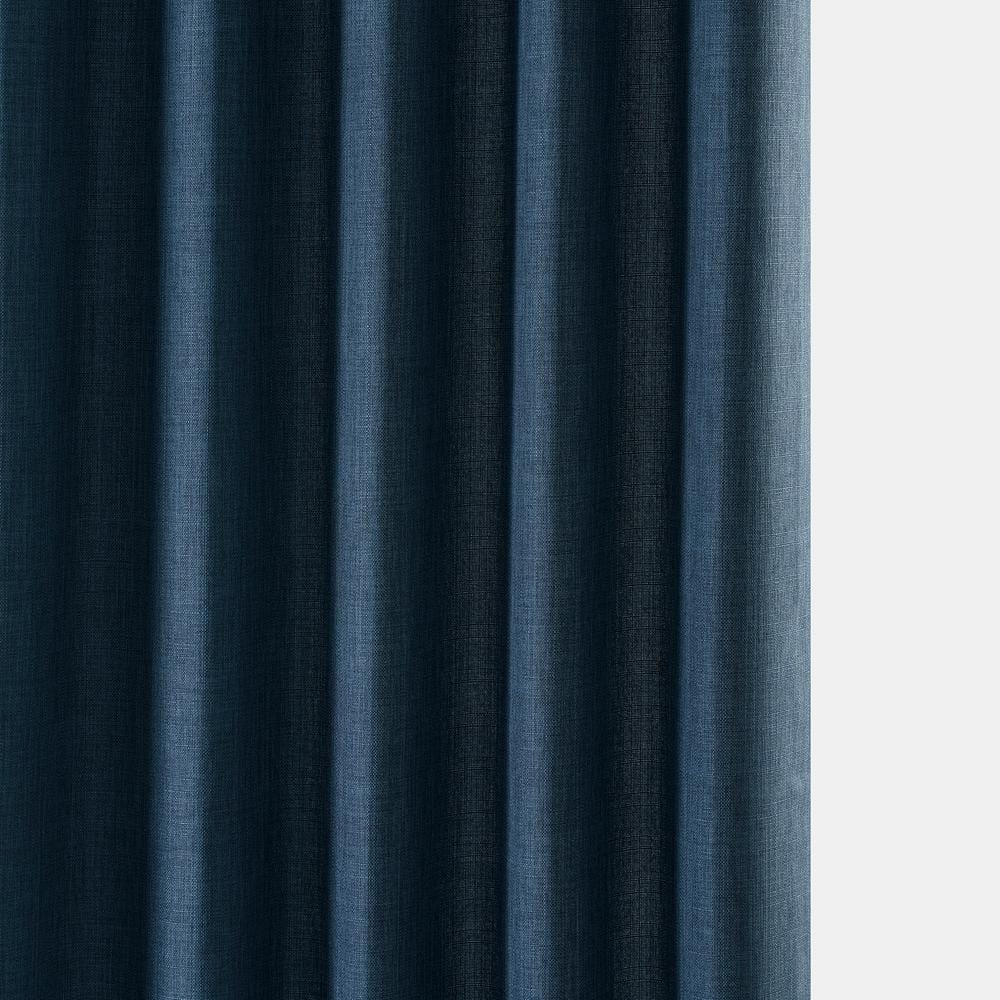 Sergeants Blue Room-Darkening Faux Linen Curtain Panel 50x84