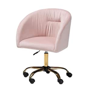 Ravenna Blush Pink and Gold Velvet Fabric Task Chair