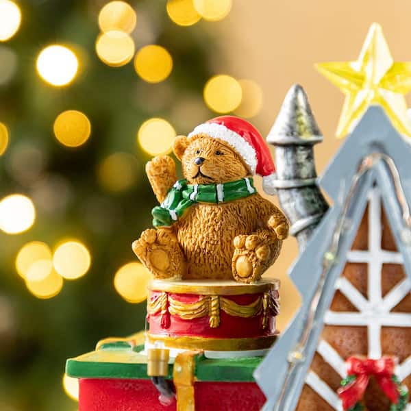 Glitzhome 10.75 in. Lighted Toy Market Resin Christmas Village