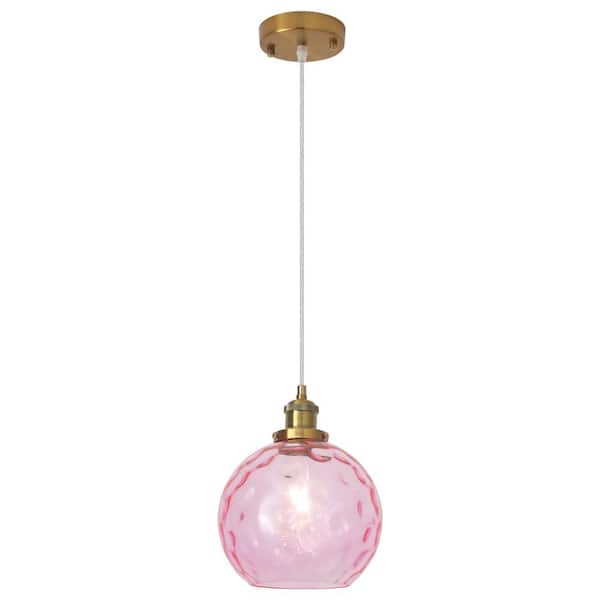 ADSENSTY 1 Light Pink Modern Globe Single Pendant Lighting With Glass Shade,No Bulbs Included