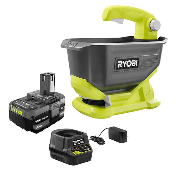 RYOBI ONE+ 18V 1 Gal. Spreader with 4.0 Ah Battery and Charger