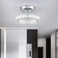 Maxax Jefferson 1 - Light Chrome 12.6" LED Semi Flush Mount Crystal Accents YX-21