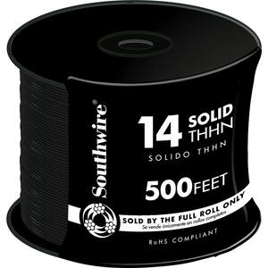 500 ft. 14-Gauge Black Solid CU THHN Wire