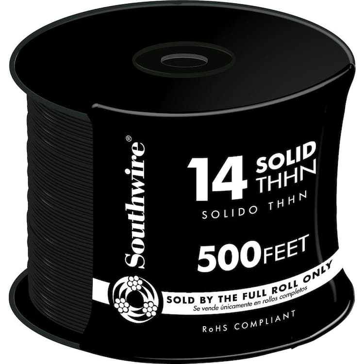 Southwire 500 ft. 14-Gauge Black Solid CU THHN Wire