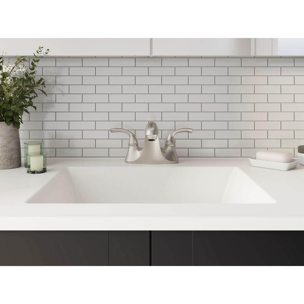Forté Brushed Nickel Double Handle 4" Centerset Bathroom Faucet