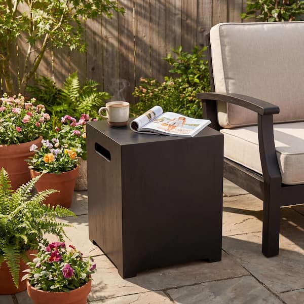 Reign Dark Gray Metal Outdoor Patio Tank Holder Side Table