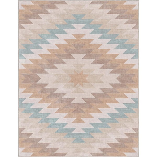 Beige 7 ft. 7 in. x 9 ft. 10 in. Apollo Albuquerque Southwestern Distressed Area Rug