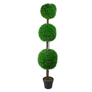 60 in. Triple Sphere Artificial Boxwood Topiary Potted Plant