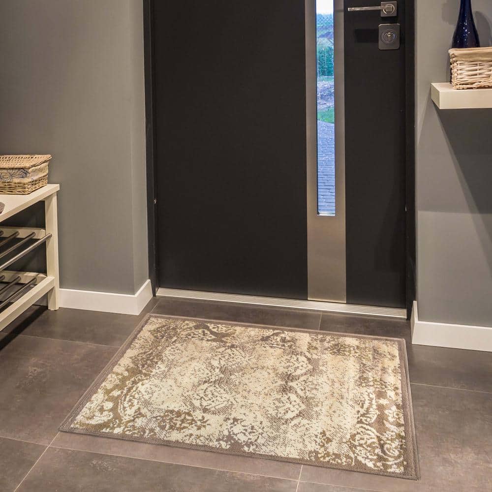 Mystique Brown Synthetic 2'x3' Modern Paisley Area Rug