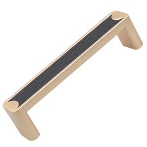 3-3/4 in. Center Satin Gold Embossed Leather Strip Rectangle Cabinet Drawer Pulls (10-Pack)