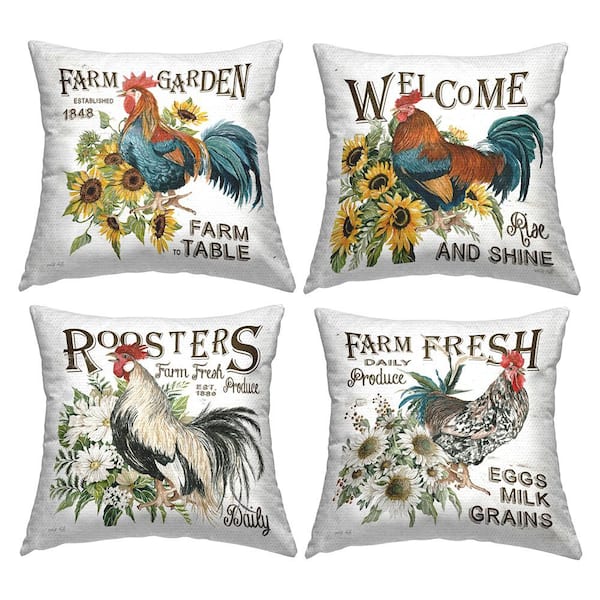 Stupell Industries Rustic Farm Fresh Produce Multi-Color Square Outdoor Throw Pillow 4-Pack