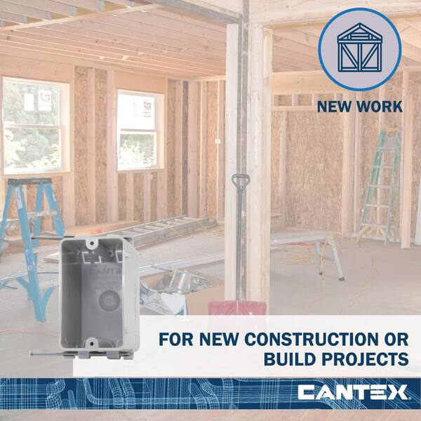 Cantex New Work 1-Gang 18 cu. in. Nail-on Electrical Outlet Box
