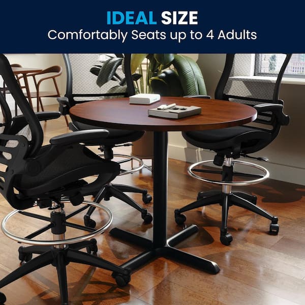 Carnegy Avenue 35.5 in. Round Cherry Laminate Computer Desk