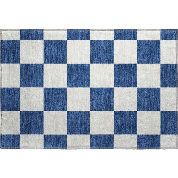 Mayfield Premium Machine Washable Abstract AMF2345 Navy 3 ft. x 4 ft. Area Rug