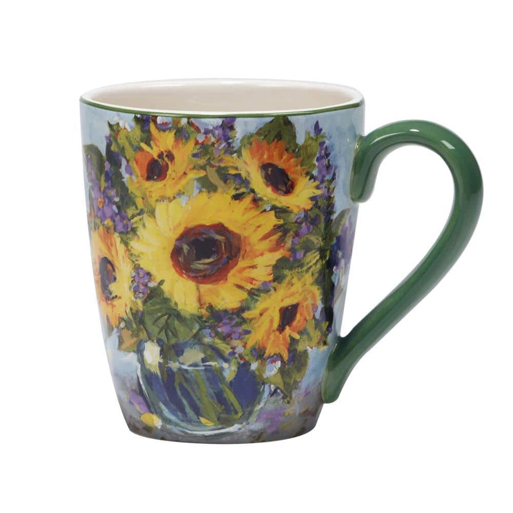Colorful Ceramic Sunflower Bouquet Mug Set of Four