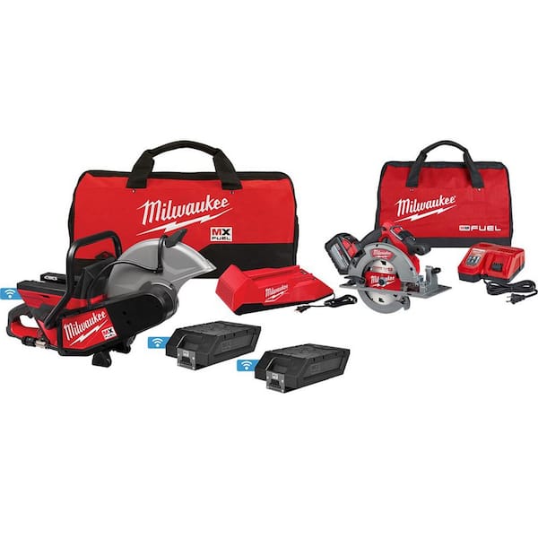 Milwaukee MX FUEL Lithium-Ion Cordless 14 in. Cut Off Saw Kit w/M18 FUEL Lithium-Ion Brushless Cordless 7-1/4 in. Circular Saw Kit