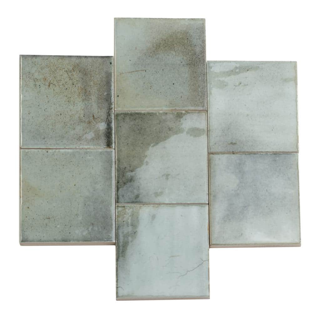 Antiek 4'' x 4'' Glossy Green Ceramic Tile