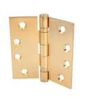 4 in. Satin Brass Square Radius Commercial Grade with Ball Bearing Hinge