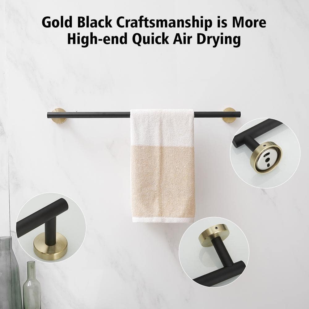 Black and Gold 5-Piece Metal Bathroom Hardware Set
