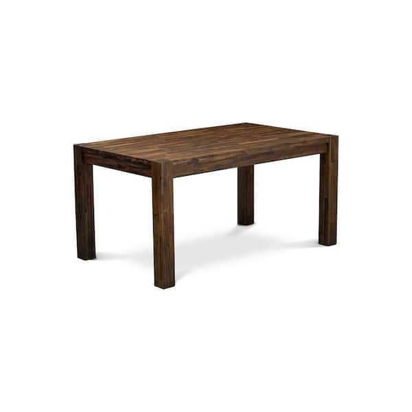 East West Furniture 5-Piece Natural Brown Finish Solid Wood Top - Rectangular Button Tufted Dining Room Set - Seats 4