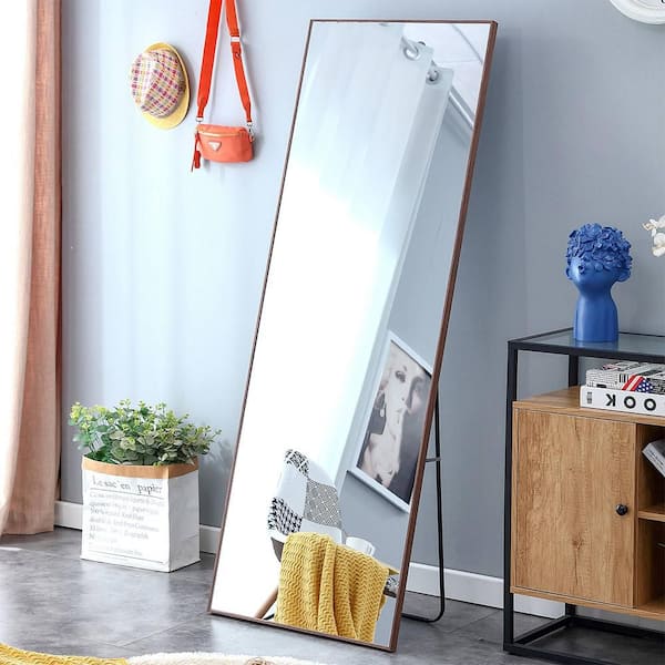 Blisstyle Brown 23 in. W x 65 in. H Modern Rectangle Glass Framed Mirror Wall Mirror Wall Decor Mirror