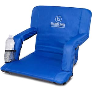 Stadium Boss Blue Recliner Stadium Seat for Bleachers, Benches, Lawns, Backyard Camping and Beach Padded Sport Chair
