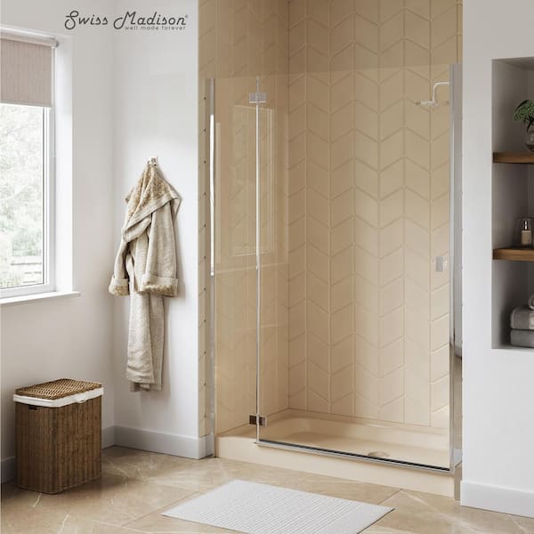 Voltaire 60 in. L x 30 in. W Alcove Shower Pan Base with Center Drain in Biscuit