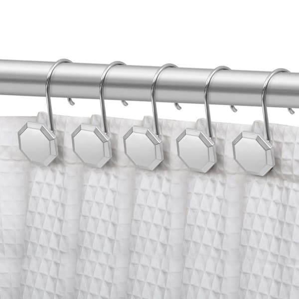 Rustproof Zinc Shower Curtain Rings/Hooks for Bathroom, Curtains, Kitchen, Clothing, Towels etc-Set of 12, Chrome