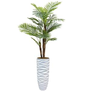 7.75 ft. Tall Green Artificial Faux Real Touch Fern Trees in Fiberstone Planter