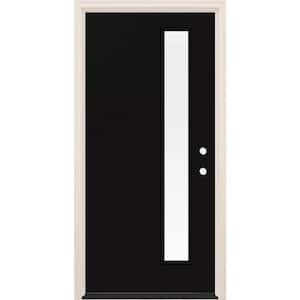 36 in. x 80 in. Left-Hand/Inswing 1 Lite Clear Glass Onyx Painted Fiberglass Prehung Front Door with 4-9/16 in. Frame
